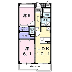 リヴェール栄谷 2LDKの間取図画像
