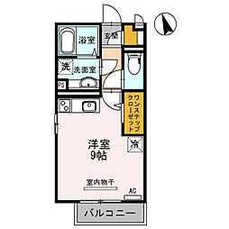 クレール出島 ワンルームの間取図画像