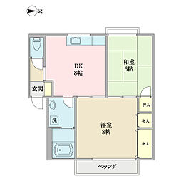ミツワハイツ 2DKの間取図画像