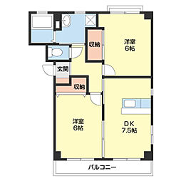 フォレストハウス 2DKの間取図画像