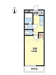 アビテ秋月南 1Kの間取図画像