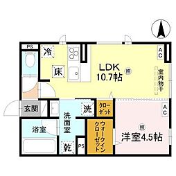 D-ROOM 中島 1LDKの間取図画像