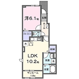 フロレゾンB 1LDKの間取図画像
