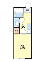 和歌山市鳴神アパート 1Kの間取図画像