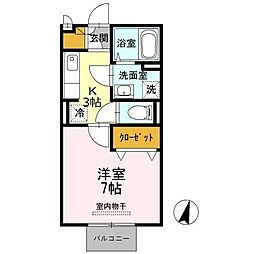 D-room南出島 1Kの間取図画像