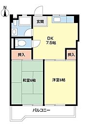 タツミビル 2DKの間取図画像