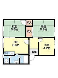 ウエストヒルズ 3DKの間取図画像