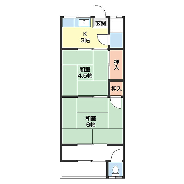 おとい住宅 ｜和歌山県和歌山市加納(賃貸アパート2K・1階・28.00㎡)の写真 その2