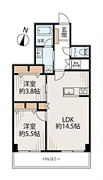 ライオンズマンション大名 2LDKの間取図画像