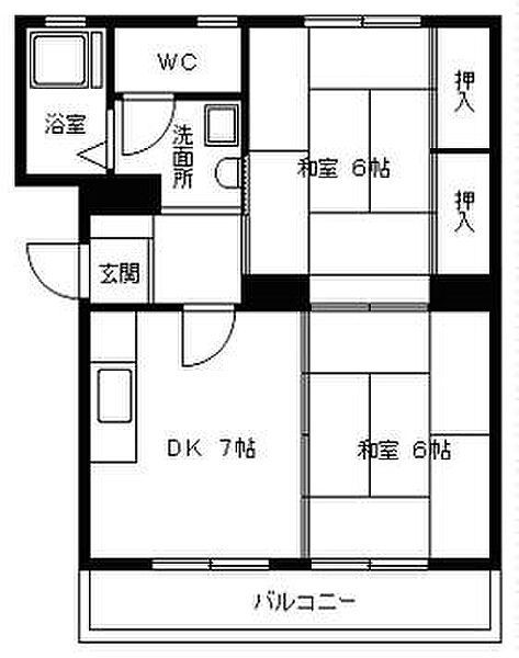 福岡県福岡市博多区美野島1丁目(賃貸マンション2DK・3階・45.00㎡)の写真 その2