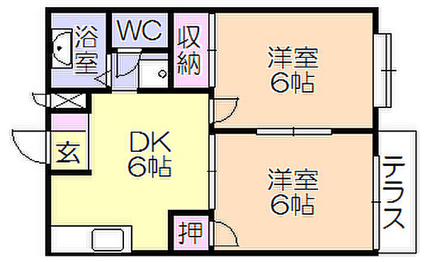 コ-ポサカイII 102｜福岡県久留米市梅満町(賃貸アパート2DK・1階・39.74㎡)の写真 その2