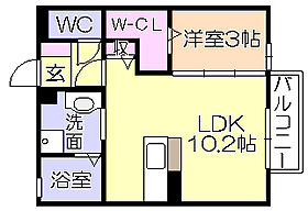 イーストパーク 205 ｜ 福岡県久留米市東合川６丁目（賃貸アパート1LDK・2階・35.30㎡） その2