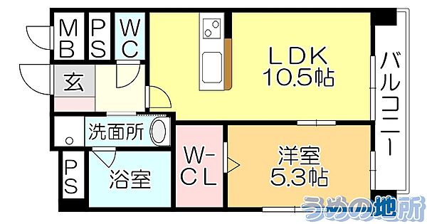 ソフィア21新合川 202｜福岡県久留米市新合川１丁目(賃貸マンション1LDK・2階・39.50㎡)の写真 その2