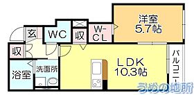 Maison K’s 105 ｜ 福岡県久留米市山川安居野１丁目（賃貸アパート1LDK・2階・43.20㎡） その2