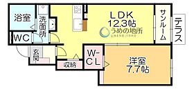 プラムIII 102 ｜ 福岡県八女郡広川町大字新代（賃貸アパート1LDK・1階・50.14㎡） その2