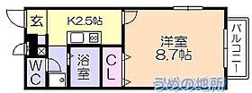 アムール松福園C 102 ｜ 福岡県久留米市御井町（賃貸アパート1K・1階・26.08㎡） その2