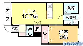 エスカレント広川 104 ｜ 福岡県八女郡広川町大字新代（賃貸アパート1LDK・1階・40.99㎡） その2