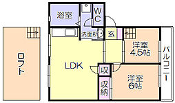 グレースコーポ合川3・B 2LDKの間取図画像