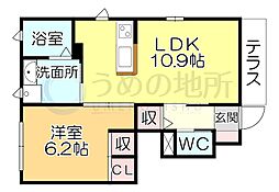 かぐや姫パークA 1LDKの間取図画像