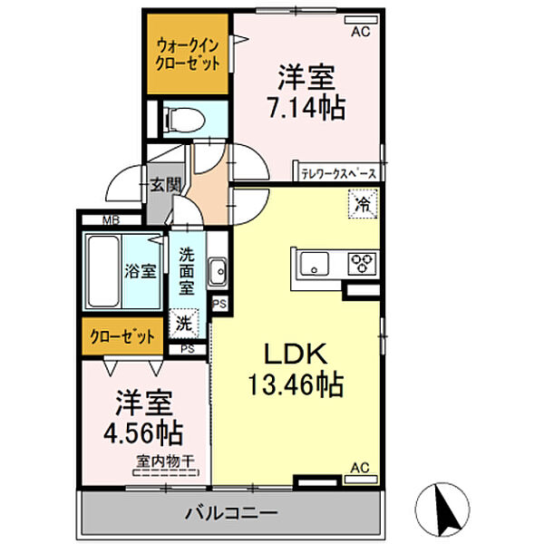 マッセル大在 301｜大分県大分市大在浜１丁目(賃貸アパート2LDK・3階・58.37㎡)の写真 その2