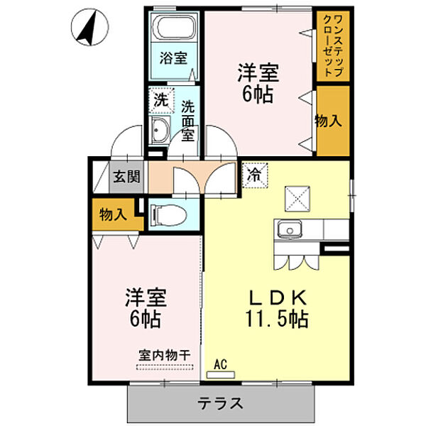 ソレールあけぼの台　2 101｜大分県大分市曙台１丁目(賃貸アパート2LDK・1階・53.76㎡)の写真 その2