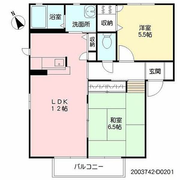 アイエス猪野　D棟 201｜大分県大分市大字猪野(賃貸アパート2LDK・2階・54.81㎡)の写真 その2