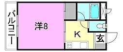 福岡マンション 1Kの間取図画像
