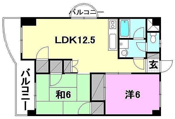 ロイヤルアネックス福音寺 508 号室｜愛媛県松山市福音寺町(賃貸マンション2LDK・5階・53.46㎡)の写真 その2