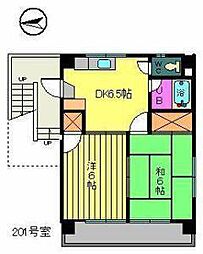 ハイツ宝 2DKの間取図画像