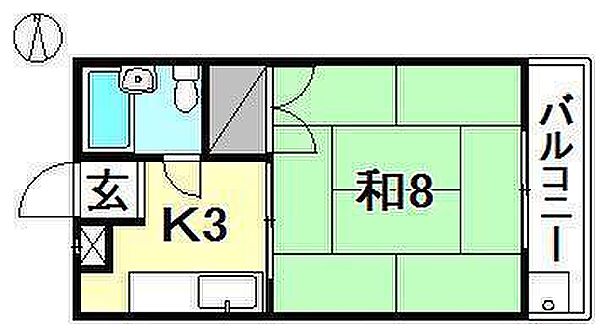 スカイハイツ二宮 202 号室｜愛媛県東温市横河原(賃貸マンション1K・2階・22.68㎡)の写真 その1