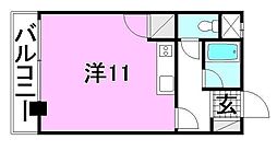 グランシェル11 4階ワンルームの間取り