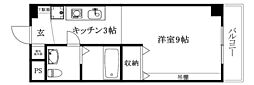 カローラ樽味 1Kの間取図画像