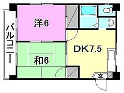 メゾン宝 2DKの間取図画像