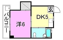 メゾンＡＤ2 2階1DKの間取り