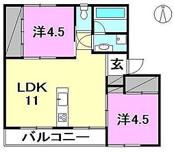 ブリューメ・ハイム弐番館 3階2LDKの間取り