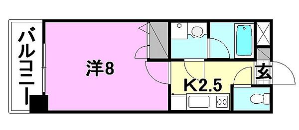 マリアージュ朝生田 603 号室｜愛媛県松山市朝生田町1丁目(賃貸マンション1K・6階・25.42㎡)の写真 その2