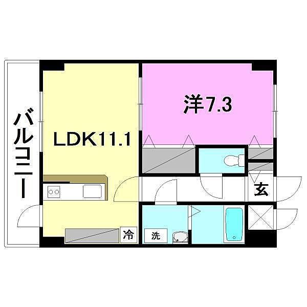 TRENTE LUMIERE 204 号室｜愛媛県松山市小坂3丁目(賃貸マンション1LDK・2階・48.75㎡)の写真 その2