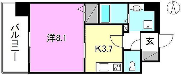 アステリア萱町 1003 号室｜愛媛県松山市萱町6丁目(賃貸マンション1K・10階・29.77㎡)の写真 その2