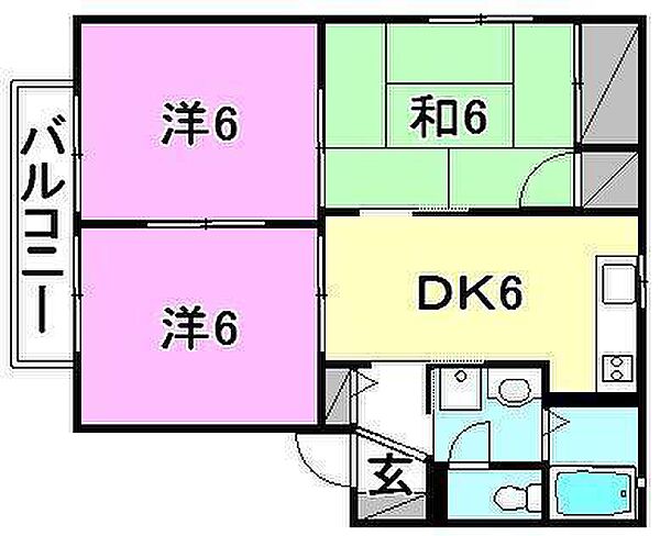 グラッド森田 B-202 号室｜愛媛県松山市西長戸町(賃貸アパート3DK・2階・53.50㎡)の写真 その2