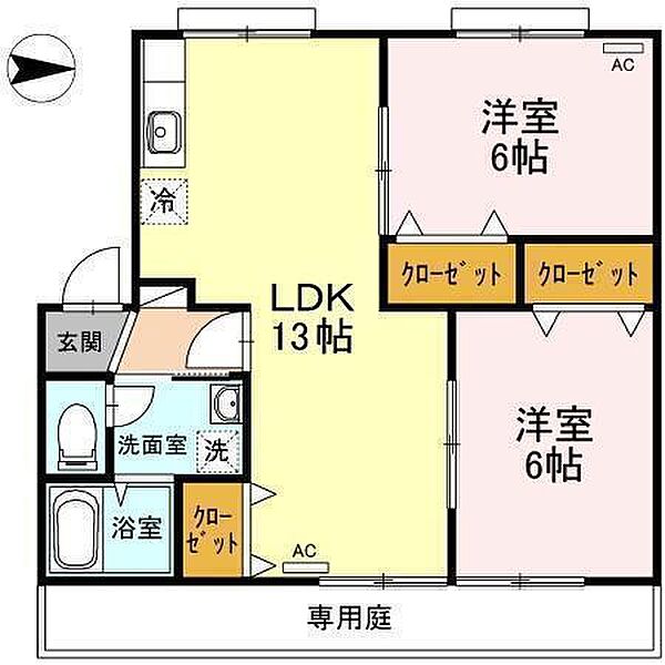 古川南ハイツ B103 号室｜愛媛県松山市古川南2丁目(賃貸アパート2LDK・1階・56.00㎡)の写真 その2