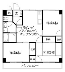 第五さくら荘 3LDKの間取図画像