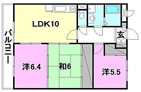 ユーミー高雄2 302 号室 ｜ 愛媛県松山市来住町（賃貸マンション3LDK・3階・65.08㎡） その2