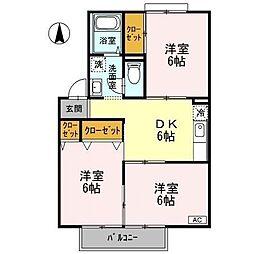 ファミール北久米 3DKの間取図画像