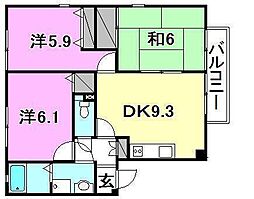 フォブール南斎院B 3DKの間取図画像