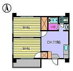 エステー立花 2DKの間取図画像