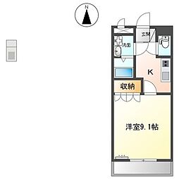 プランドール 1Kの間取図画像