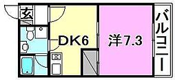 アルファ・ネクスト三番町 1DKの間取図画像