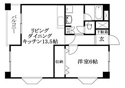 ピュアヒルズコート 1LDKの間取図画像