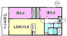 ブライム　ボォウ　レジデンスＣ 3階2LDKの間取り