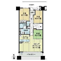 サーパスシティ城山公園 10階3LDKの間取り